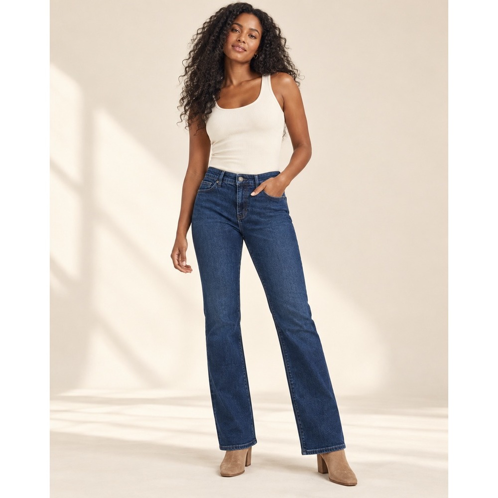 Hudson Jeans Women's 6 Dark Wash Mid Rise Bootcut Stretch Denim Straight Leg